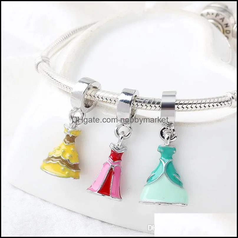 Metals Cartoon series princess dress pendant key chain lovely Cinderella dress bracelet accessories