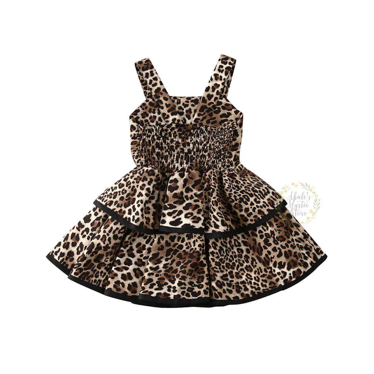 6m-5y toddler spädbarn baby barn tjejer leopard klänning sommar ärmlös tutu party klänningar för flicka barn kostymer Q0716