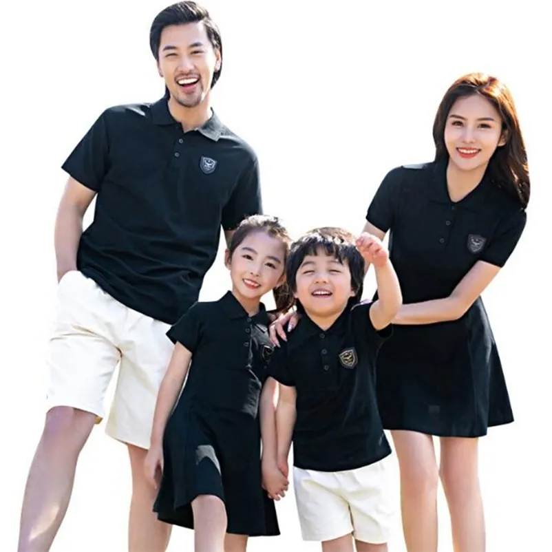 Moda Aile Eşleştirme Kıyafetler Anne Baba ve Me Giyim Anne Kızı Elbise Yaz T-shirt 210521
