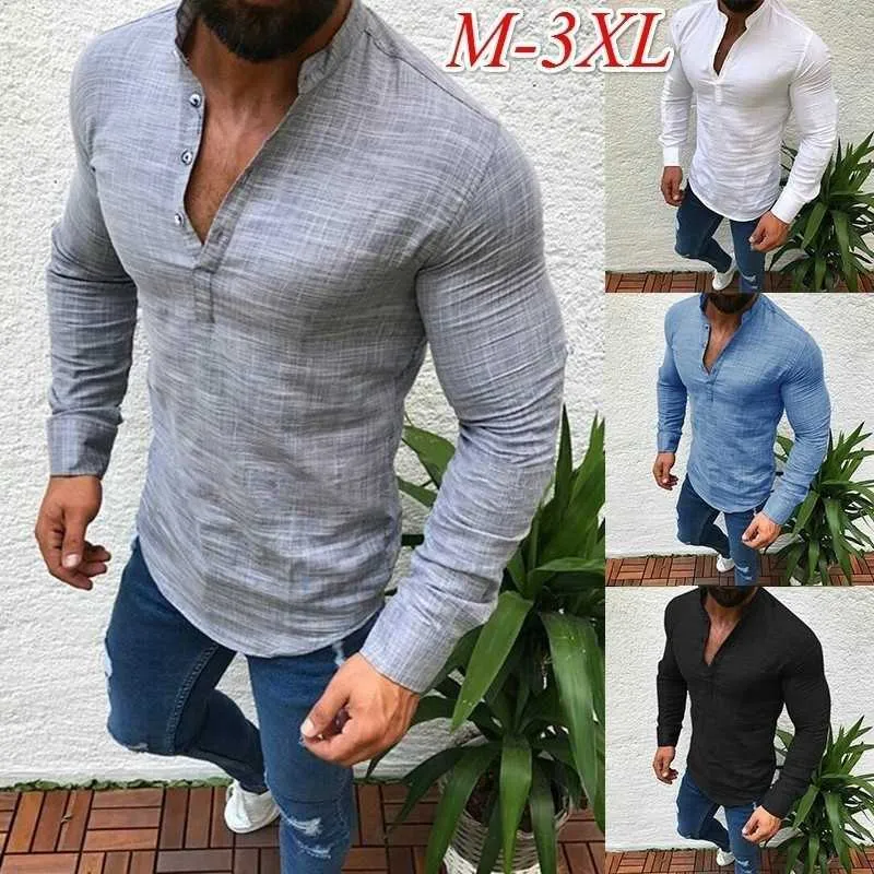 ZOGAA Asiatisk Fashion Mens Pullover Långärmad linne Skjortor Collarless Shirt Men Camisas Manga Comprida SH190816