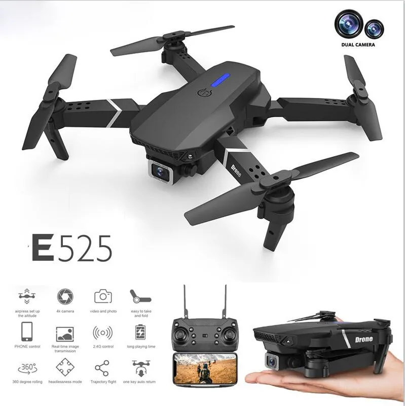 Intelligentes Uav-Flugzeug LS-E525 Drohne 4k HD Dual-Lens-Fernbedienung Elektrische Mini-Drohnen WiFi 1080p Echtzeitübertragung Faltbares RC-Quadcopter-Spielzeug