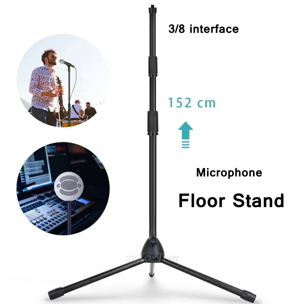 Soporte de Suelo Para Microgefono Portátil, Trípode de Metal Ajustable, Estudio de Grabación y 렌더시 엔토 esenario, Interfaz 3/8