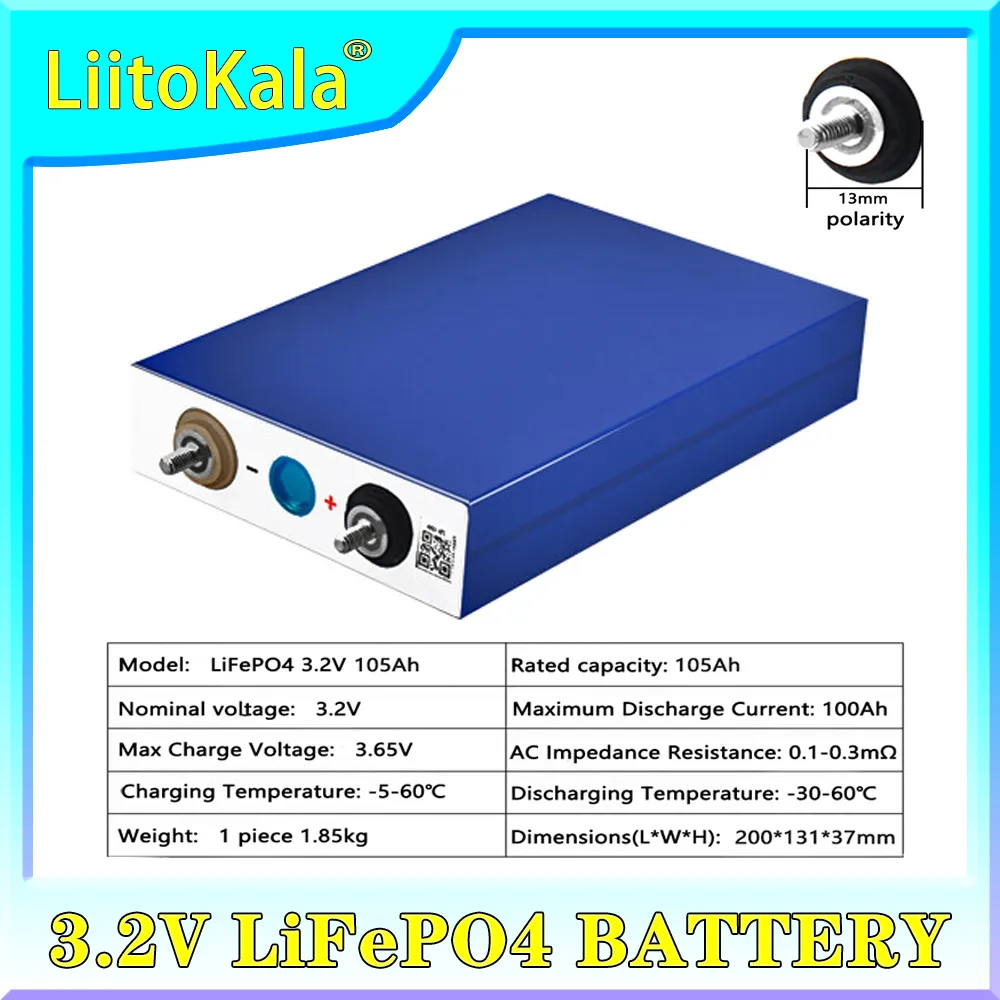 LiitoKala 16 Pack High Capacity Deep Cycle Lifepo4 Lifepo4 Battery