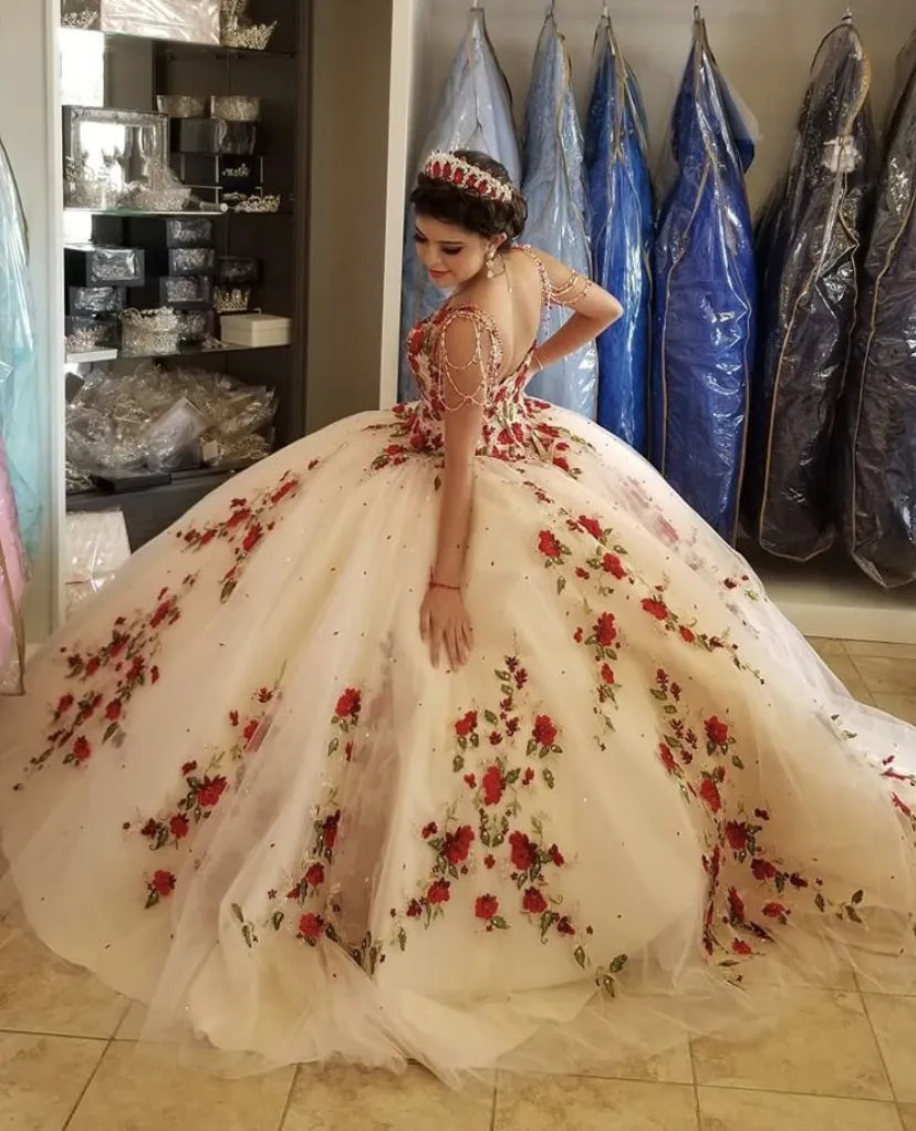 champagne quince dress