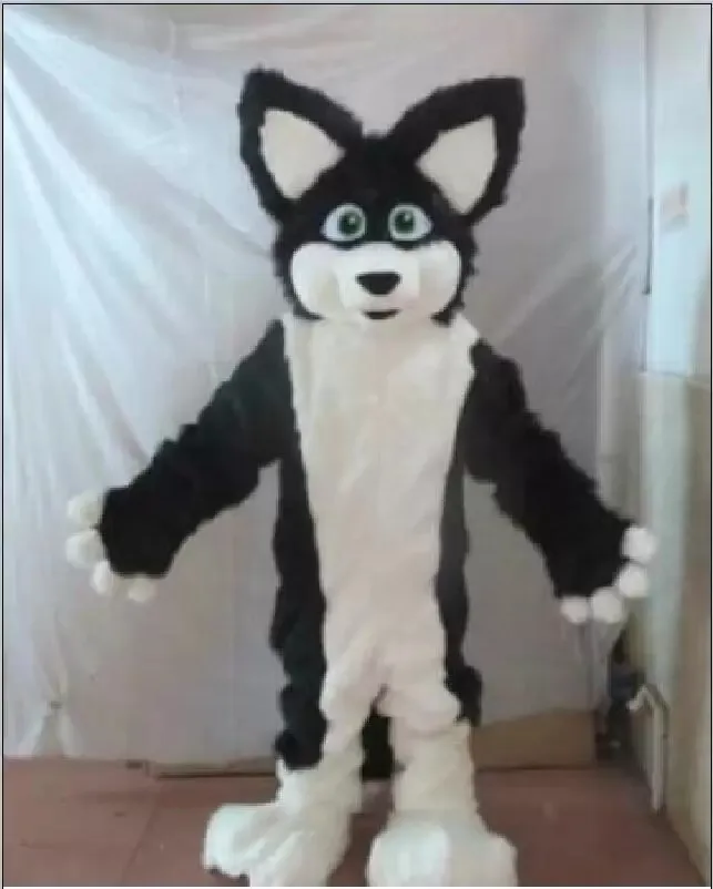 Premium Husky Dog Fursuit Black Cat Mascot Costume For Halloween ...
