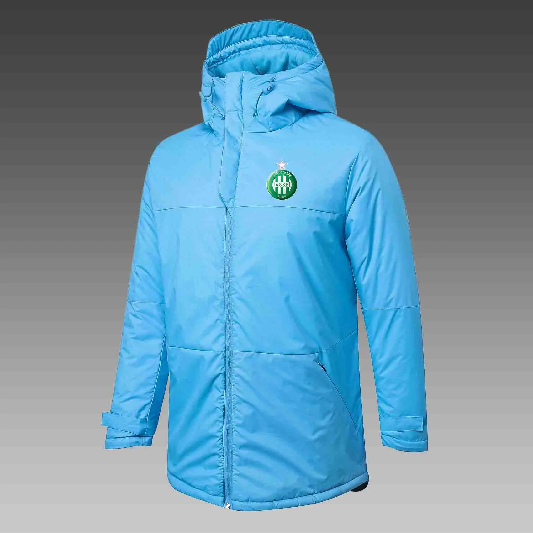 Mens Association Sportive de Saint-Etienne Down Winter Outdoor Leisure Sports Coat Outerwear Parkas Team Emblem Customized