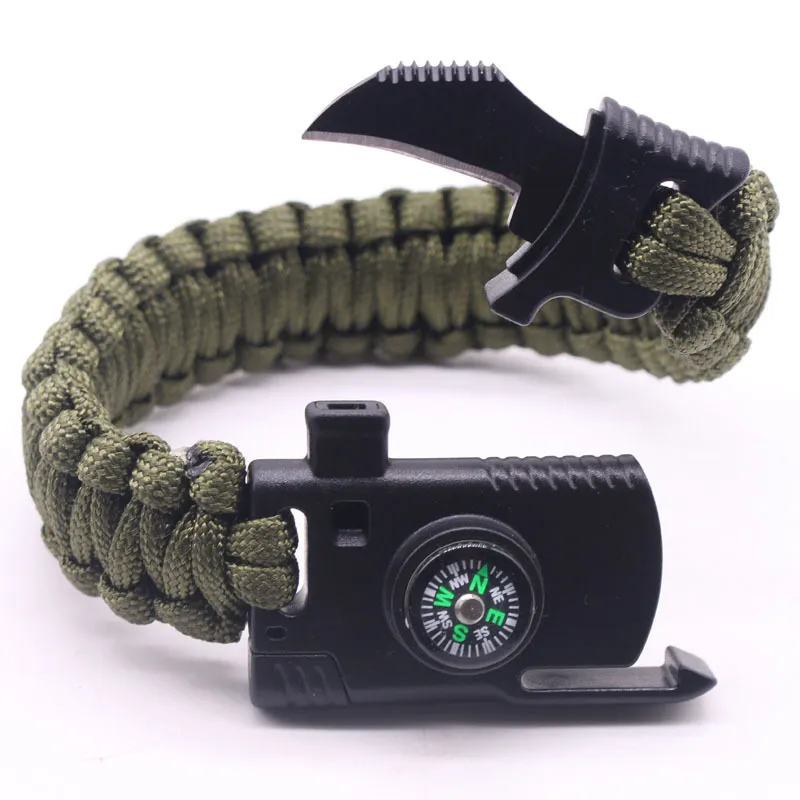 Tactical Bushcraft molle Umbrella rope survive whistle escape emergency rescue Camouflage bracelet paracord climb hunt accessory