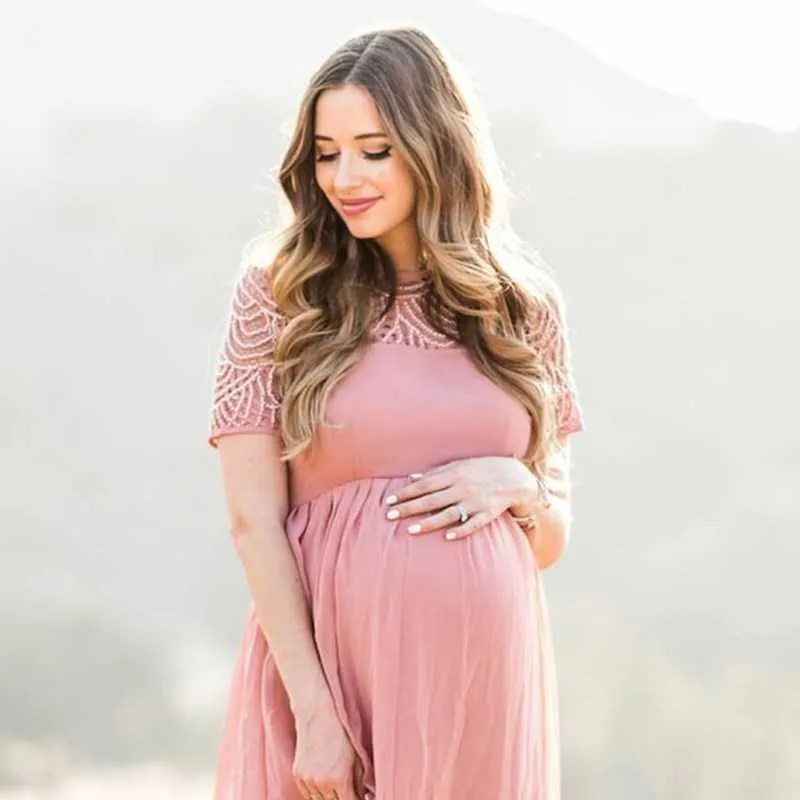 Nouveau 2021 maternité dentelle robe femmes vêtements photographie accessoires élégant enceinte robe femme longue robe grossesse Photo Shoot Y0924