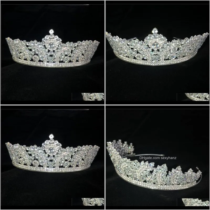 luxury crown headdress fashion exquisite zircon crystal headdress evening dress bridal wedding jewelry headband