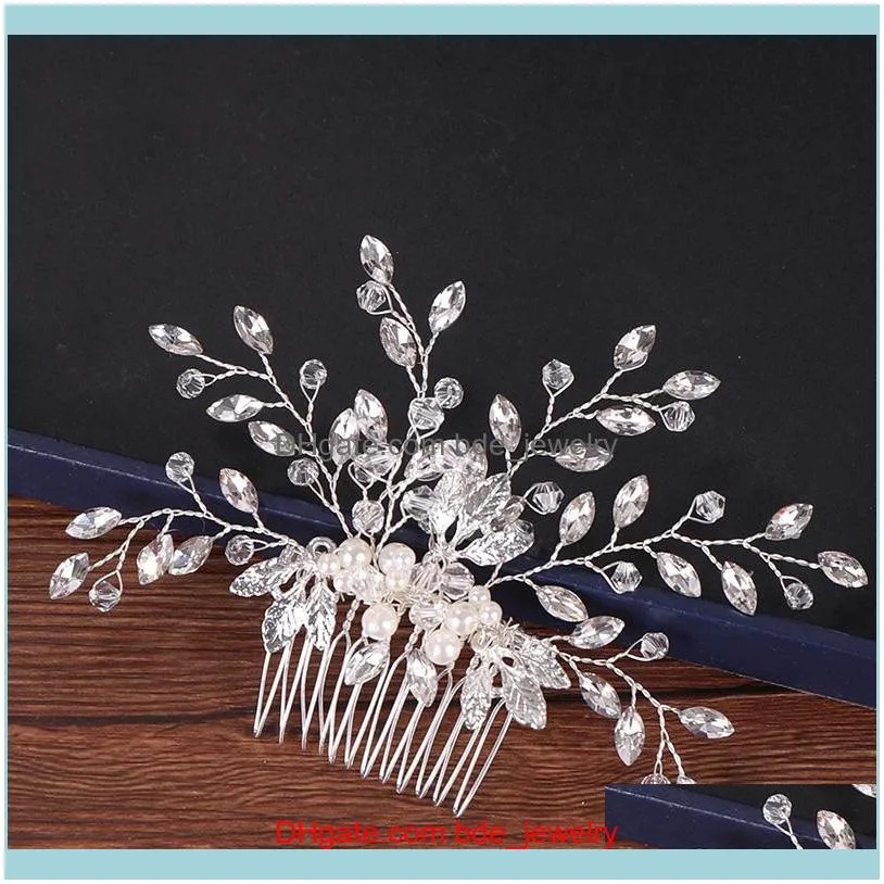Hair Clips & Barrettes Rhinestone Comb Women Accessories Bride Pearl Jewelry Silver Color For Hairs Headpiece
