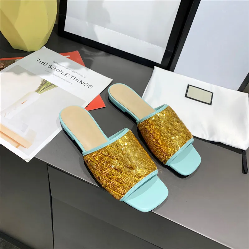 2021 High Quality Luxurys Designers Slippers with Horsebit Buckle Square-toe Women`s Summer Fashion Solid Genuine Leather Slides Size 35-42