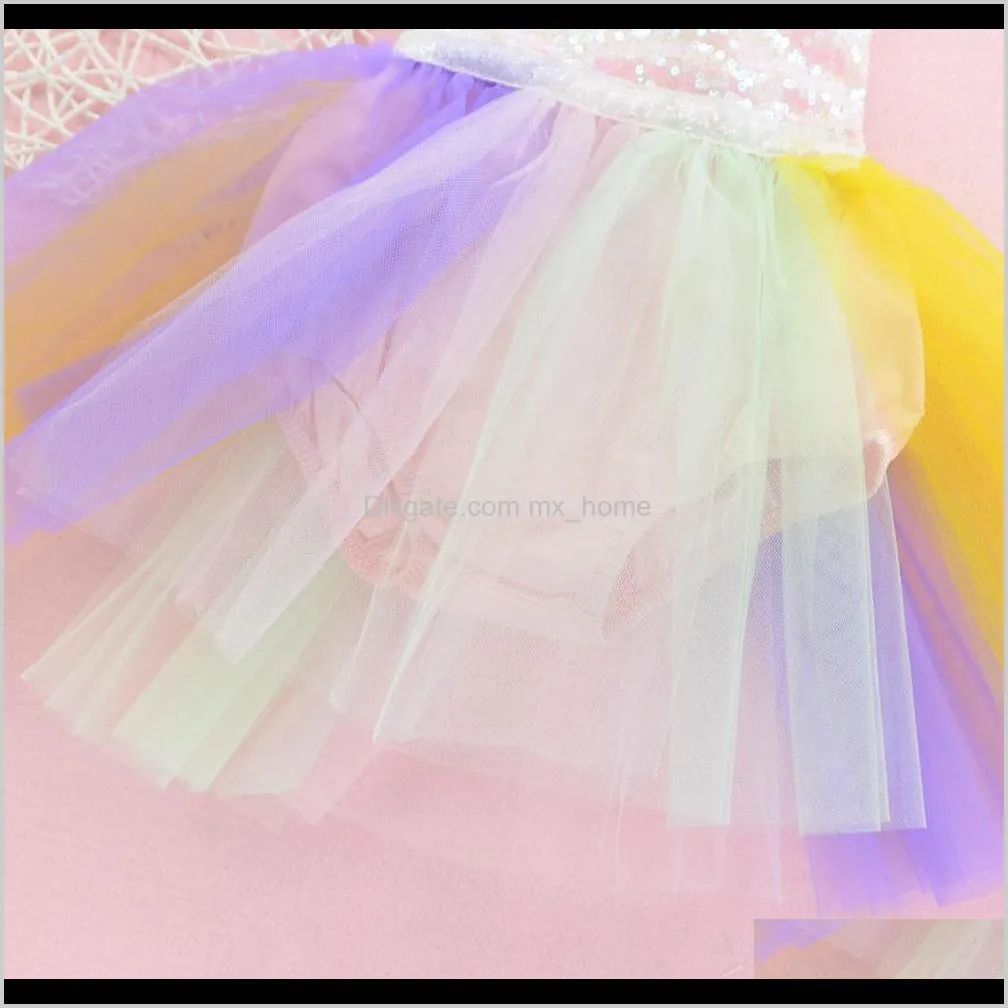 baby girl clothing summer new style sequin rainbow tutu fairy skirt infant sling short princess dress