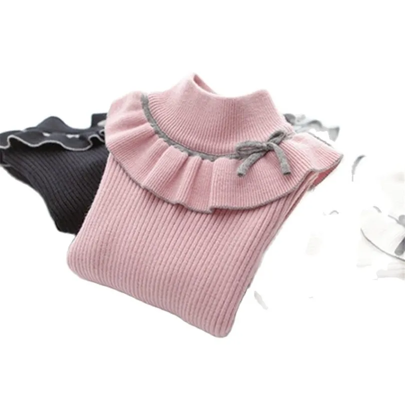 Pulls à col roulé pour filles d'hiver Pull en tricot pour enfants Warm Slim 211104
