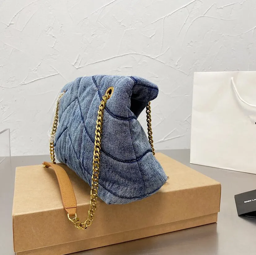LOULou Puffer Washed Denim Strandbags Evening Bags Designer Womens