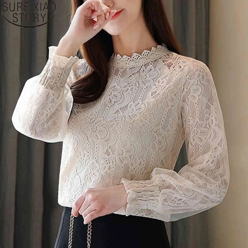 Lantern Sleeve Blouse Womens Vintage Lace Collar Top, Long