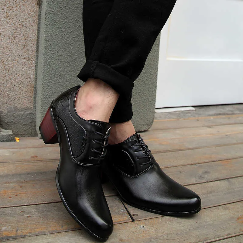 DHgate Mens Luxury Leather Dress Shoes 6cm High Heels Pointed Toe Oxford Style Perfect for Weddings and Parties Shoes Accessories