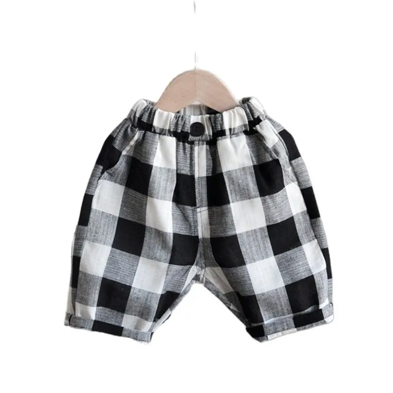 Boys Summer Shorts Loose Plaid Pants Thin Section Cropped Casual P4310 210622