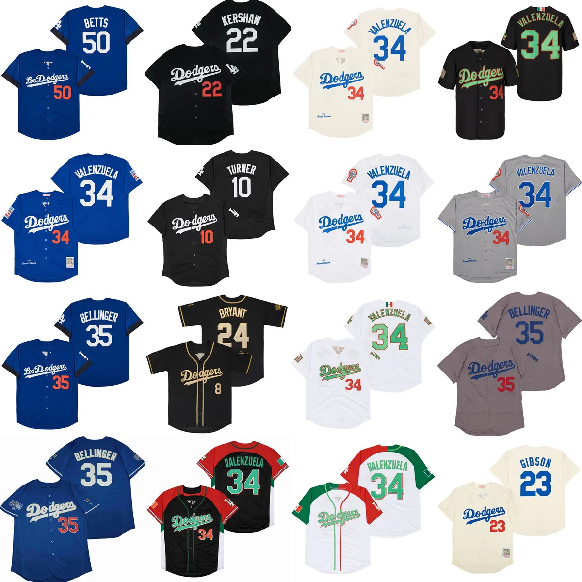 1981 Retro Baseball 35 Cody Bellinger Jersey 50 Mookie Betts 22 Clayton Kershaw 10 Justin Turner 34 Fernando Valenzuela Vintage Stitched Team Niebieski Biały Czarny Szary