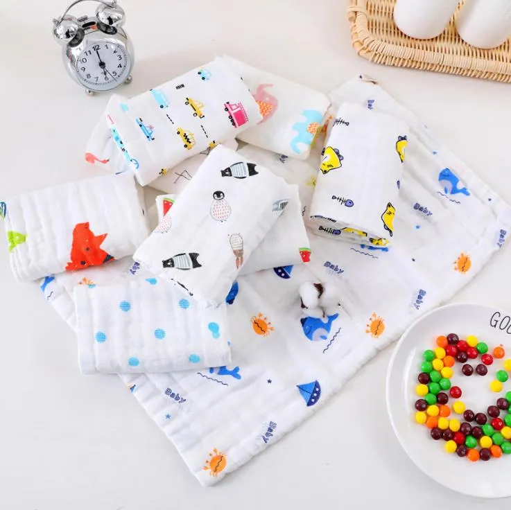 Baby Towels 100% Cotton Gauze Newborn Burp Cloths Muslin Babys Face Towel kid Bath Wrap Infant Boys Girls Washcloth 17 Designs 