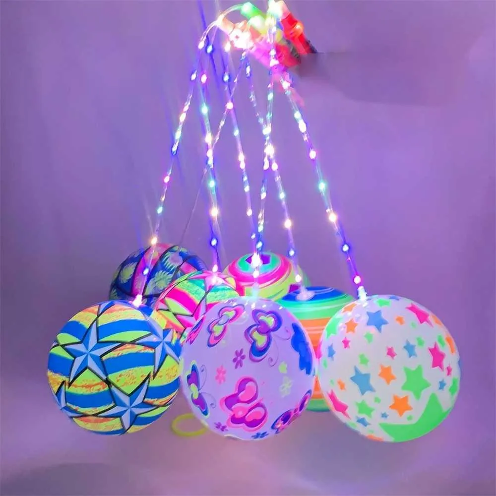 2021 Christmas Valentine's Day Children's Luminous Bobo Ball Children's Inflatable Toy Elastic Flash Portable Rianbow Pattern Balloon Supplies Gifts G110CYCW