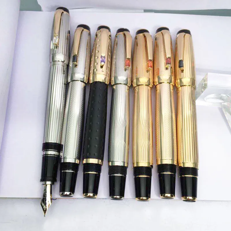 Роскошная богема 4810 Iridium Nib Fountain Pen Golden Silver White School School Office Office с бриллиантовой кепкой гладкой A311E