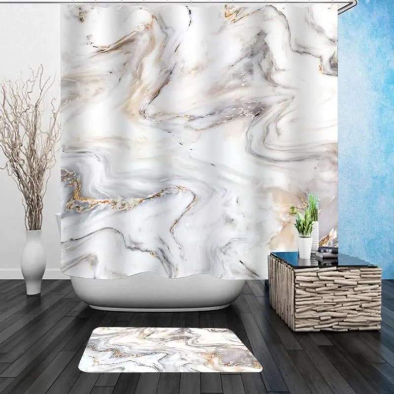 Duschgardiner konst marmor tryck gardin modern badrum dekor badkar tjockt vattentätt täckning g5k7