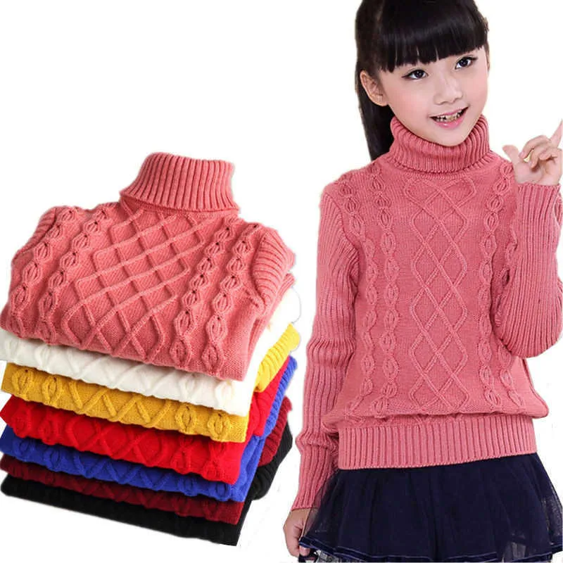 Детский свитер осень / зима детей пуловеры вязаные водолазки свитера для мальчиков для мальчиков девушки 2-14 лет носить Tx049 y0925