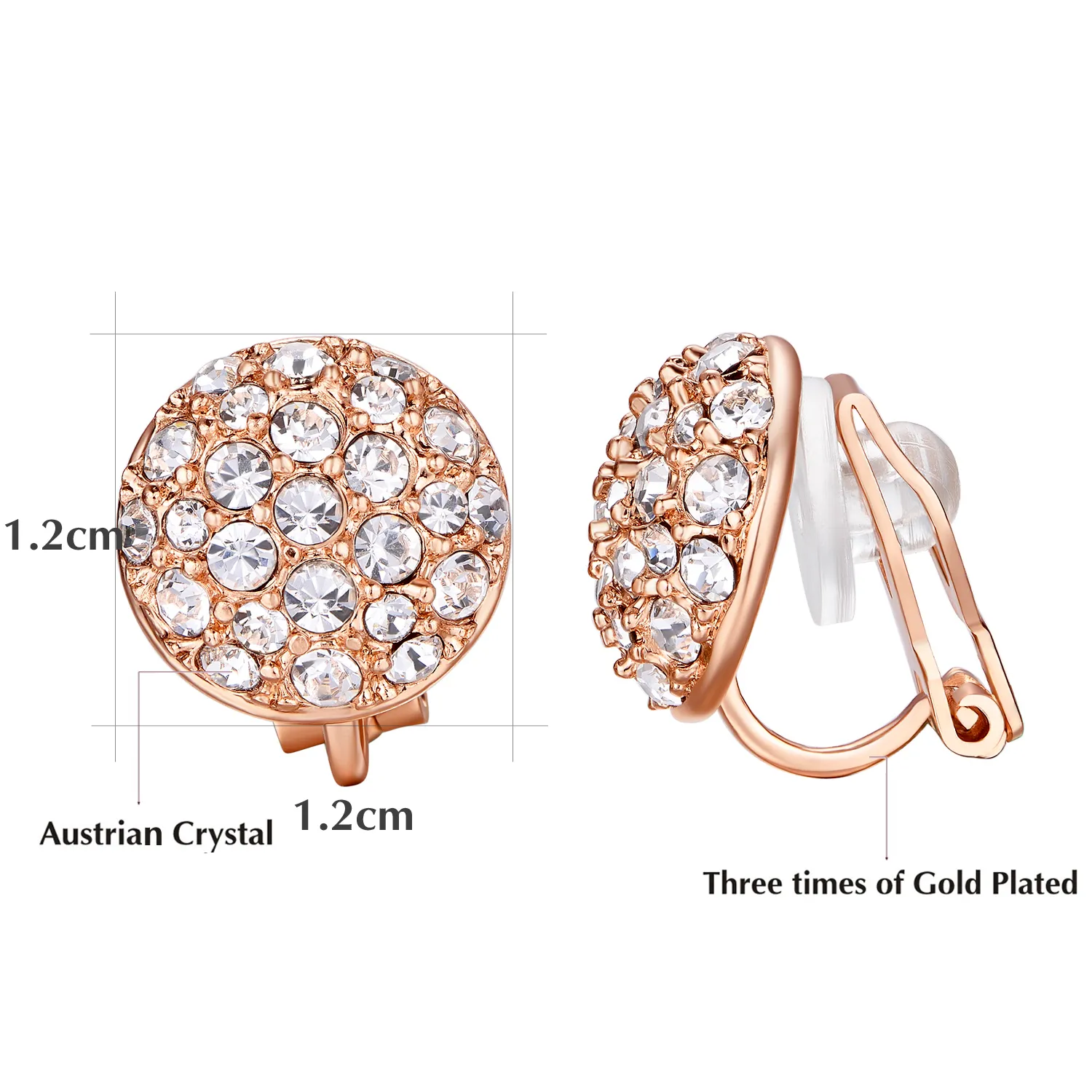 Yoursfs 6 paires ensemble élégant Bling cristal oreille pince sur boucles d'oreilles pour femmes plaqué or 18 carats brillant zircon cubique bijoux accessoire209c