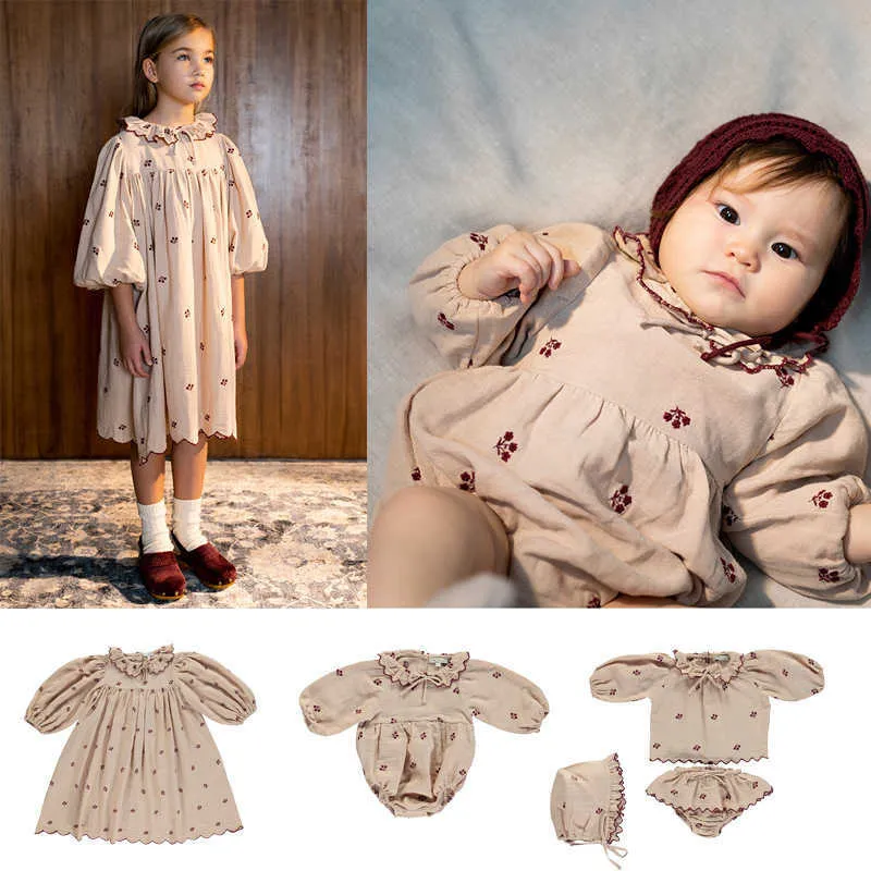 Dziecko Długie Rękaw Romper Sukienka Winter Spring Marka Designer Toddler Sweet Pink Onesie Be Baby Infant Girl Clothing Y1024