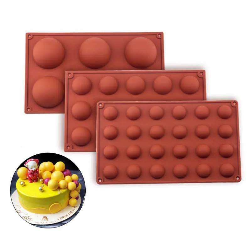 Ball Sphere Silicone Mold For Cake Pastry Baking Chocolate Candy Fondant Bakeware Round Shape Dessert Mould DIY Decorating 210721