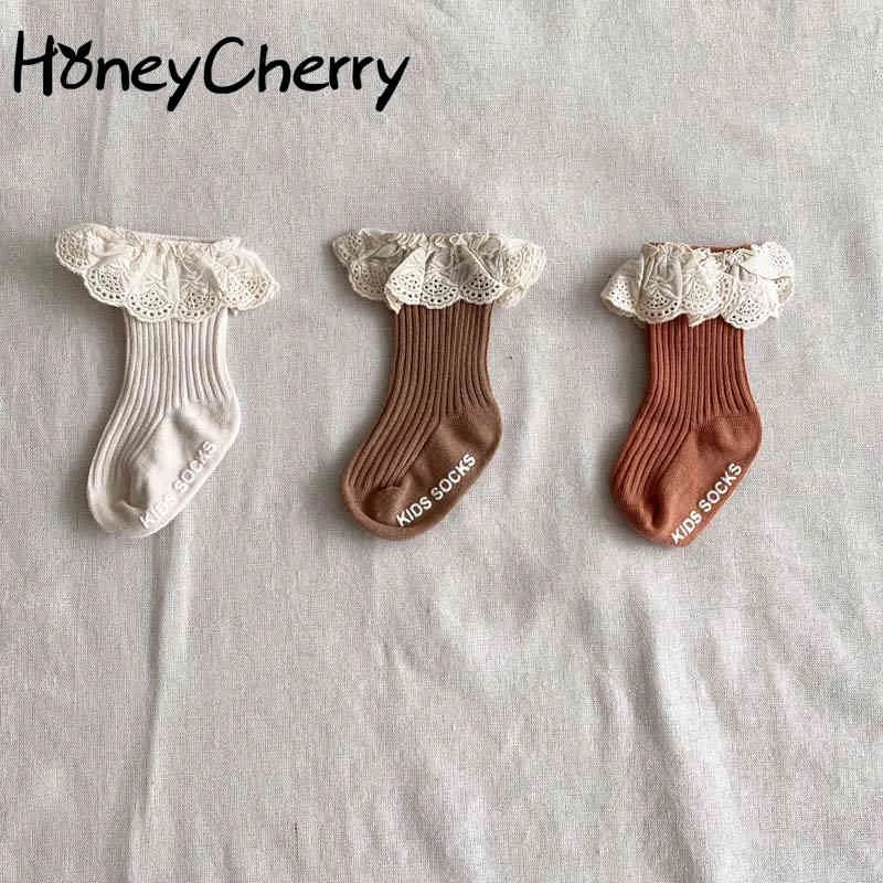 Baby socks children lace spring and autumn born baby pit strip kids 210515