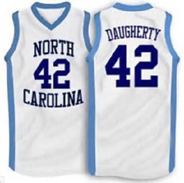 Brad Daugherty # 42 North Carolina Tar Heels College Retro Maglia da basket da uomo cucita personalizzata con qualsiasi numero Nome maglie