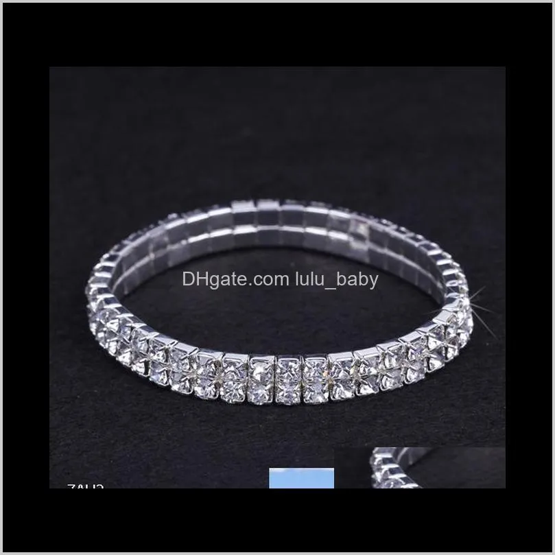 10pcs 1-10 rows rhinestone austria cz bracelets crystal wedding bride stretchy bangle wristband jewelry bracelet zau*10