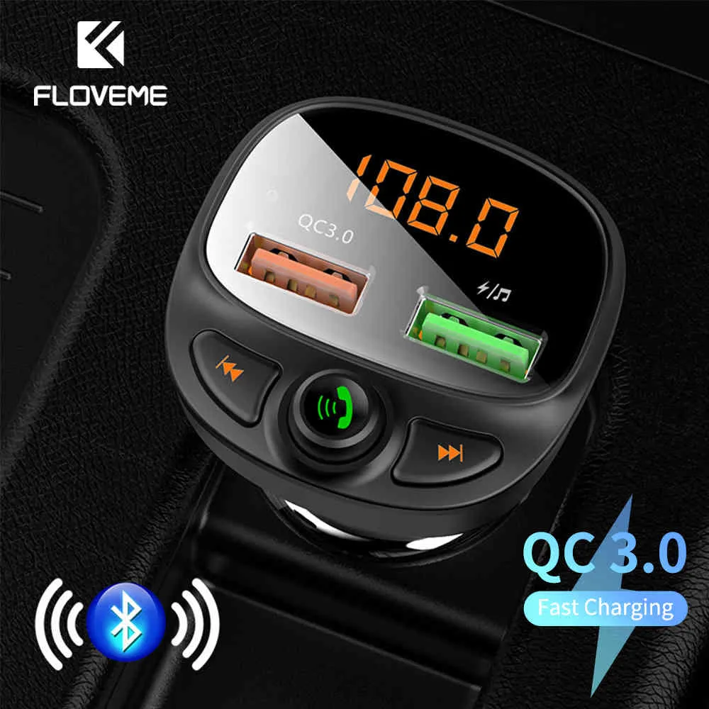 Floveme USB شاحن سريع شحن سريع 3.0 شحن سريع بلوتوث اللاسلكية fm الارسال مشغل mp3 tf d الموسيقى سيارة كيت