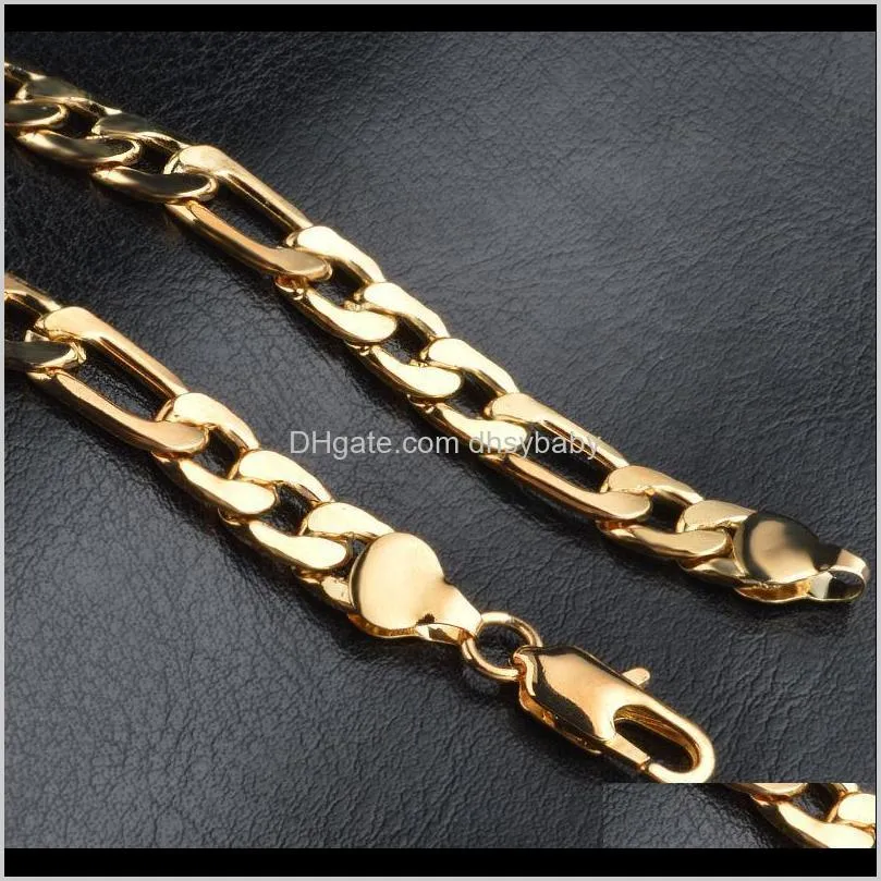 figaro chains necklaces for men 8mm 20 inch 18k gold plated stamped fashion hip hop jewelry gifts