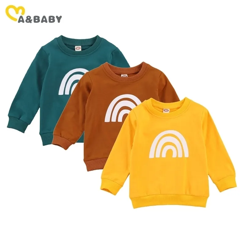 1-6Y Toddler Kid Baby Boy Girl Långärmad Hoodies Sweatshirts Rainbow Toppar Höstfjäder Barnkläder 210515