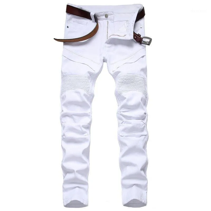 Jeans pour hommes Hommes 2022 Hiver Blanc Mode Denim Longueur cheville Modis Pantalon Slim Plus Taille Pantalon Marque Vêtements Streetwear 29-42