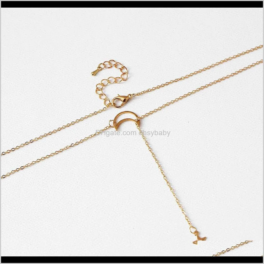 women bohemian simple retro necklace moon star style pendant necklace geometric gold necklace chain fashion jewelry