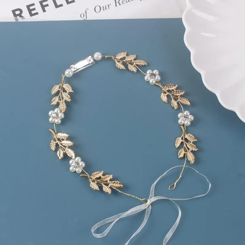 Haarclips Bronrettes Crystal Leaf hoofdbanden bruiloft accessoires Handgemaakte decoratie Pearl Rijnbestrijding Kopslijtage voor bruidmeisje