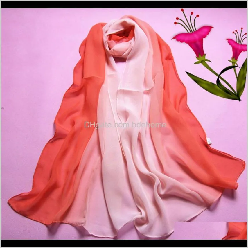 new fashion lady scarf gradient color long wrap women`s shawl chiffon scarf scarves high quality women scarves neckerchief shaws