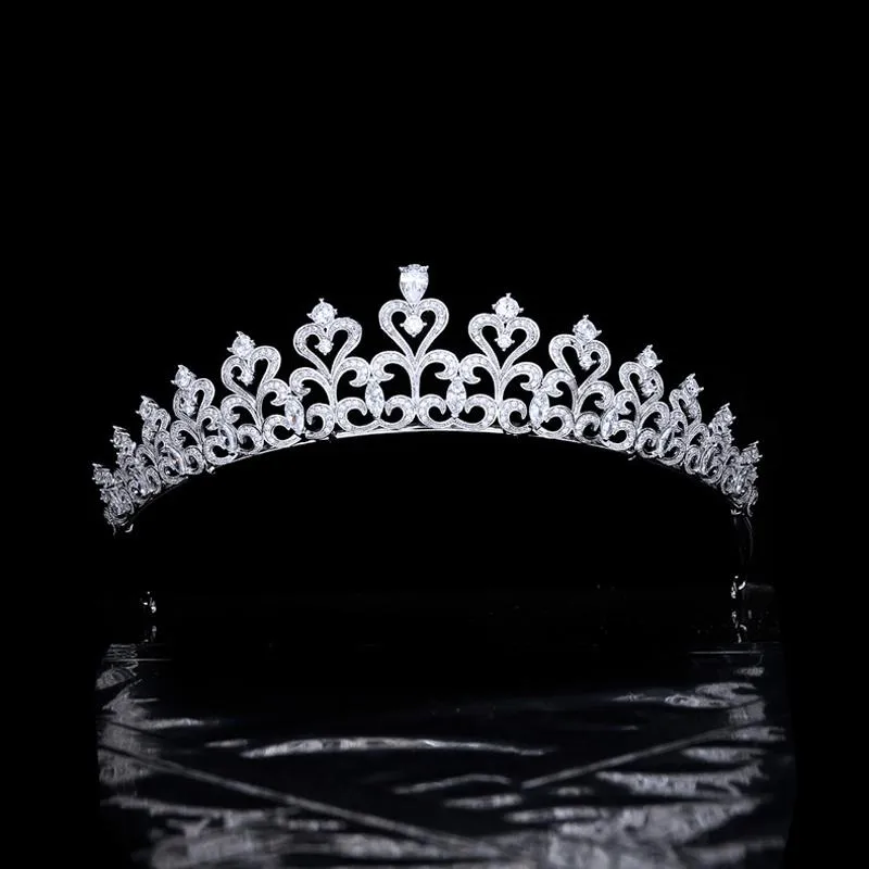 Hair Clips & Barrettes Ymor Classic Love European Zirconia Bridal Tiara Crystal Crown Plated Wedding Dress With Bride Accessories 100