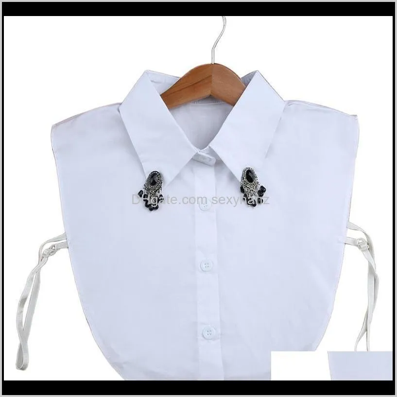 women rhinestone decor button down shirt false collar detachable fake necklace 2018 new women rh qylfeu