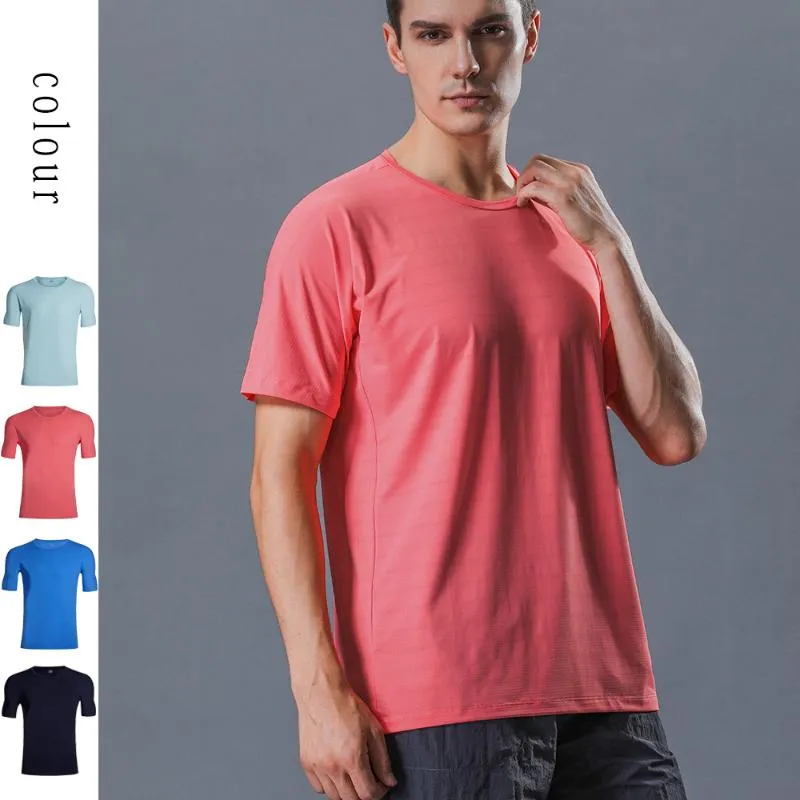 Running Jerseys Men's T-shirt Short-sleeved Summer Sports Breathable Quick-drying Ice Silk Stretch Top Compassionate Ropa Deportiva