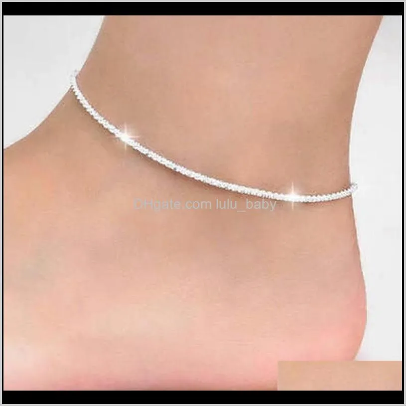 Modaya Modaya Modaya Göre Yüksek Kişilik Paslanmaz Çelik 925 Gümüş Kaplama Kadınlar İçin Kore Moda Cazibesi Lady Jewelry Fwkoy Anklets Wtrum