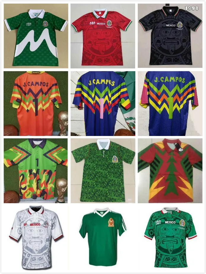 Mexique 1998 rétro Blanco Hernandez CAMPOS Football Soccerys Uniformes Home Gardien de but 1994 Chemise de football Camiseta Futbol 1986