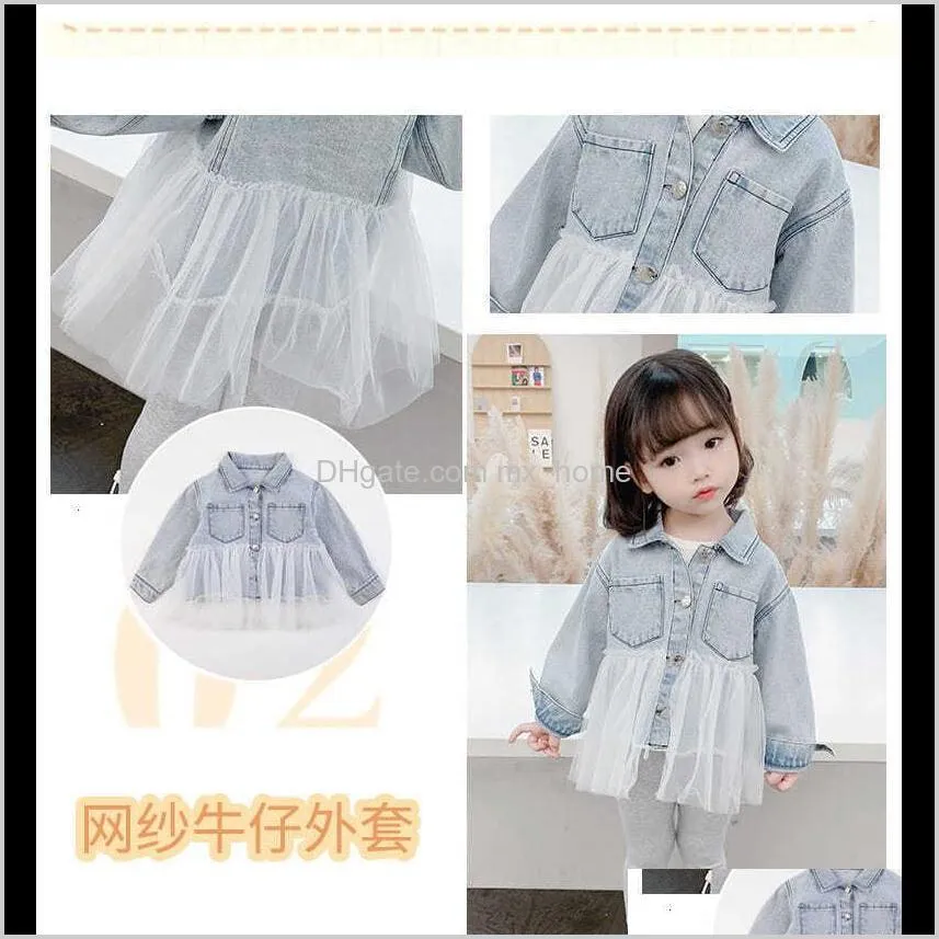 girls` dresses kids spring lace  jacket denim top button jean coat long sleeve suit suits children clothes girls jackets