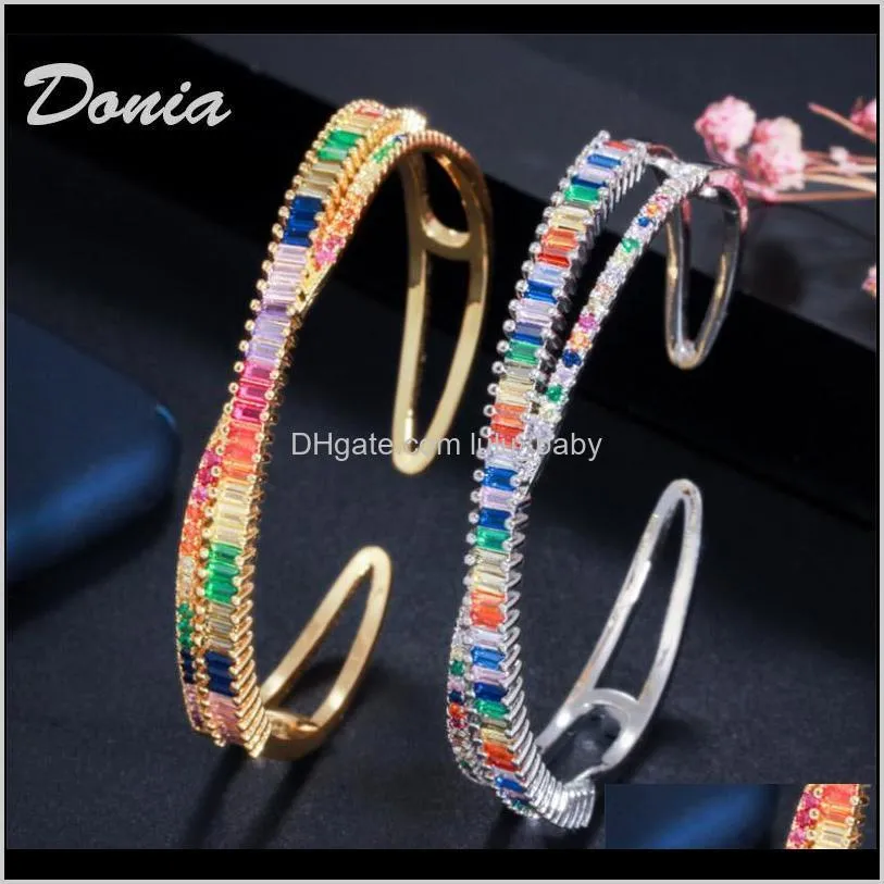 donia jewelry designer bracelet colorful exaggerated copper micro inlaid zircon adjustable bracelet personalized geometric design gift