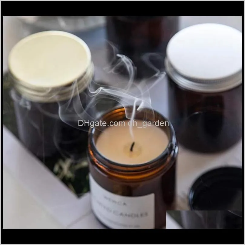 wholesale 100ml 250ml brown glass bottle candle jar aromatherapy large mouth brown candle cup empty bottle diy homemade bottle sn1994