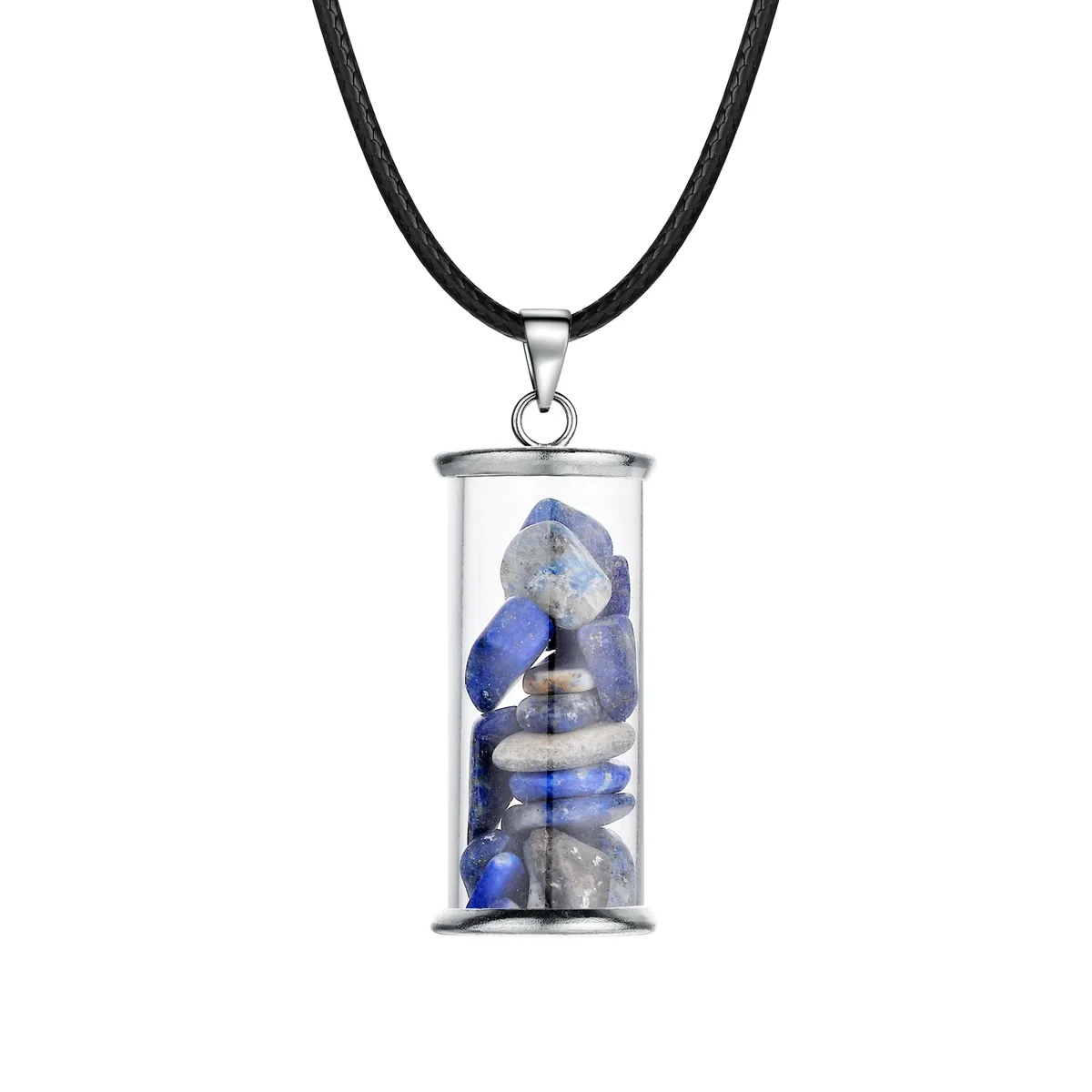 Chakra Healing Crystal Wishing Bottle Pendants Halsband för kvinnors flickor Tumbled Rock Wicca Tumble Stone Wish Reiki Energy3099