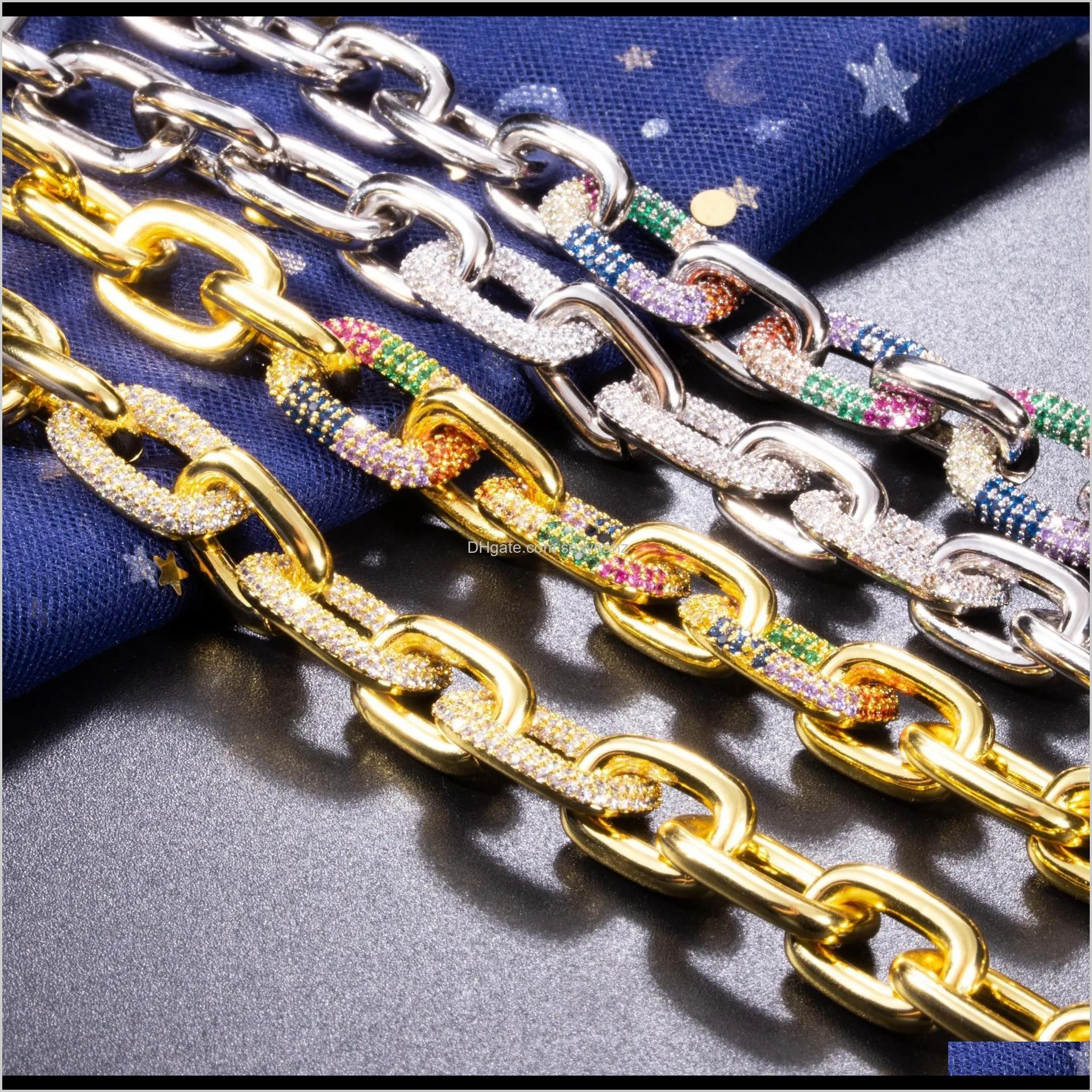 Link, Drop Delivery 2021 Hiphop Iced Out Bling Chunky Miami Curb Cuban Link Bracciali Braccialetti Punk Metal Twisted Rope Chain Bracciale Gioielli